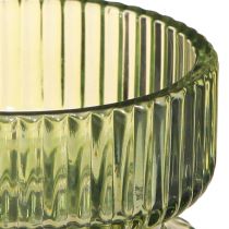 gjenstander Telysholder glass dekorativ ribbet grønn Ø9cm H7cm 4 stk