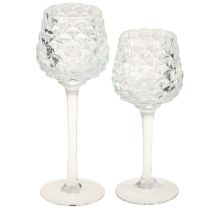 gjenstander Telysholder i glass med kjegleformet base, H19,5/22,5 cm, sett med 2 stk.