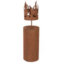 gjenstander Telysholder, lysformet, rustdekorasjon, patinametall, H36 cm