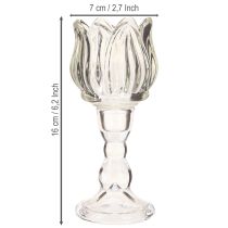 gjenstander Telysholder tulipan telysglass med sokkel klar Ø7cm H16cm 2stk
