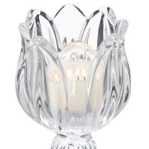 gjenstander Glasslysestaker med blomstermønster for elegant borddekorasjon, 14 cm, 2 stk.