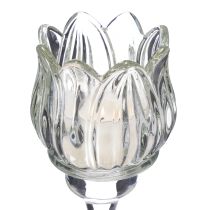 gjenstander Blomsterlysestake i glass for elegant borddekorasjon, arrangementer og bryllup, 22 cm
