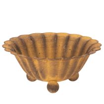 gjenstander Vintage telysholder, liten bolle, rustfarget metall, Ø10 cm, H4,5 cm