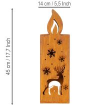 gjenstander Julelysholder, rusten metalllysestake, hjort, 45x14cm
