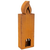 gjenstander Julelysholder, rusten metalllysestake, hjort, 45x14cm