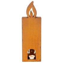 gjenstander Julelysholder, rusten metalllysestake, hjort, 45x14cm