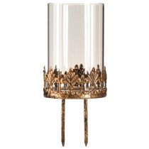 gjenstander Telysholder med glass for plugging i antikk look gull Ø5,5cm 4 stk