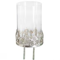 gjenstander Telysholder med glass for plugging i vintage sølv Ø5,5cm H8cm 4stk