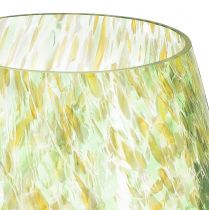 gjenstander Telysholder glassdekor gulgrønt mønster Ø6,5cm H10cm
