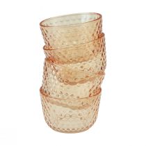 gjenstander Telysholder glasslykt retro oransje Ø8cm H5cm 4stk