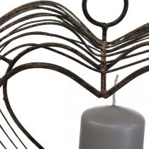 Telysholder metall hengende dekor rustdekor hjerte 22×7×20cm