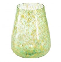 Telysholder lanterneglass gulgrønn Ø12cm H14,5cm
