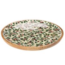 gjenstander Juledekorasjonsfat med kristtornmotiv, 25 cm