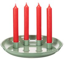 gjenstander Lysfat adventskrans grønn med fire lysholdere 24 cm