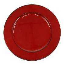 Dekorativ plate rød / svart Ø22cm