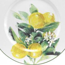 gjenstander Dekorativ tallerken, Middelhavet, metallplate med sitrongren Ø34cm