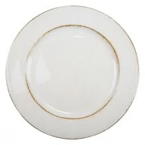 gjenstander Dekorativ plate rund plast retro hvit brun glans Ø30cm