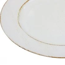 gjenstander Dekorativ plate rund plast retro hvit brun glans Ø30cm
