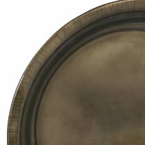 Dekorativ plate av metallbronse med glasureffekt Ø30cm