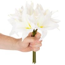 gjenstander Kunstige hvite tigerliljeblomster til vaser og arrangementer, 29 cm bukett med 6 stk.
