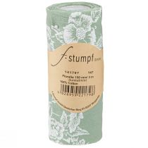 gjenstander Bordbånd grønt rullebånd blomster bomull mynte 15cm 3m