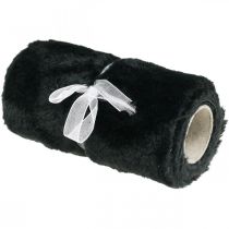 Bordløper fuskepels svart, bordbånd dekorativ pels 15×200cm
