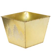 gjenstander Metallplantekasse med glitrende grantremotiv, 18 cm