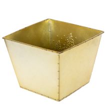 gjenstander Metallplantekasse med glitrende grantremotiv, 18 cm