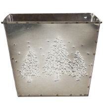 gjenstander Firkantet metallplantekasse med grantremotiv, 18 cm