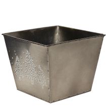 gjenstander Firkantet metallplantekasse med grantremotiv, 18 cm