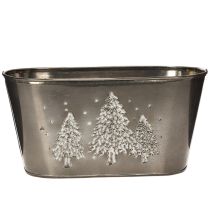 gjenstander Oval blomsterkasse med preget grantredesign, 25 cm