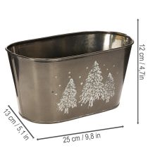 gjenstander Oval blomsterkasse med preget grantredesign, 25 cm