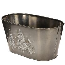 gjenstander Oval blomsterkasse med preget grantredesign, 25 cm