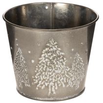 gjenstander Metallplantekasse med glittergrantrær, 13 cm