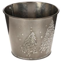 gjenstander Metallplantekasse med glittergrantrær, 13 cm