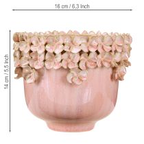 gjenstander Blomsterpotte Keramikkrosa – Elegant plantekrukke med blomsterdekor Ø16cm