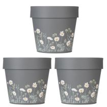 gjenstander Blomsterpotte med delikat villblomsterdesign, praktisk bruk på balkong eller terrasse, 15 cm, 3 deler