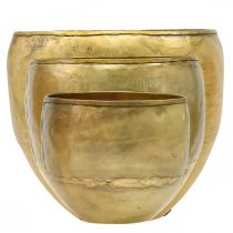 gjenstander Dekorative vaser i messinglook i metall Ø18/15/12,5 cm, sett med 3