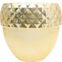 gjenstander Keramisk planter eikenøtt gyllen julepynt Ø18cm H16,5cm