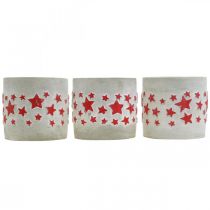 gjenstander Keramisk dekorasjon stjernemønster, planter, betonglook, adventsdekorasjon Ø10,5cm H9,5cm 3stk