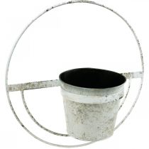 gjenstander Blomsterpotte shabby chic veggdekorasjon hvitt metall med oppheng Ø37cm