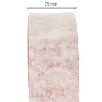 gjenstander Tofarget pottehengsel laget av 100 % ull som dekorativt filtbånd, hvit/rød, 7,5 cm bred, 5 m lang