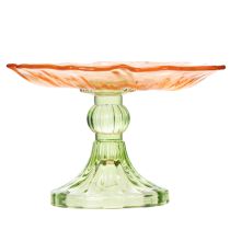 gjenstander Dekorativ glassplate med fot, blomsterdesign for stilig borddekorasjon og sommerdekor, 15 cm
