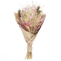 gjenstander Tørket blomsterbukett rosa grønn Lagurus eucalyptus 150g