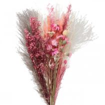 Bukett tørkede blomster rosa hvit phalaris masterwort 80cm 160g