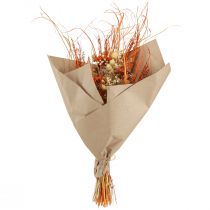 gjenstander Dekorativ tørket bukett "Tistel og ryllik" oransje-naturlig i bleket, 55 cm, 150 g - Landlig stil
