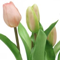 gjenstander Tulipan rosa, grønn i potte Kunstig potteplante dekorativ tulipan H23cm