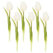 gjenstander Kunstig tulipan, realistisk dekorasjon, slitesterk kunstig blomst til hjemmet, 21 cm, 6 deler