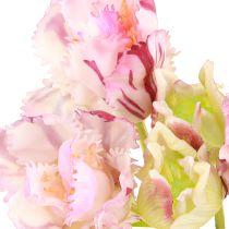 gjenstander Tulipaner kunstig papegøye tulipaner lilla bukett med 5 blomster 40cm