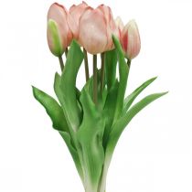 gjenstander Kunstige tulipaner Real-Touch Peach Rosa 38cm Bunt med 7 stk
